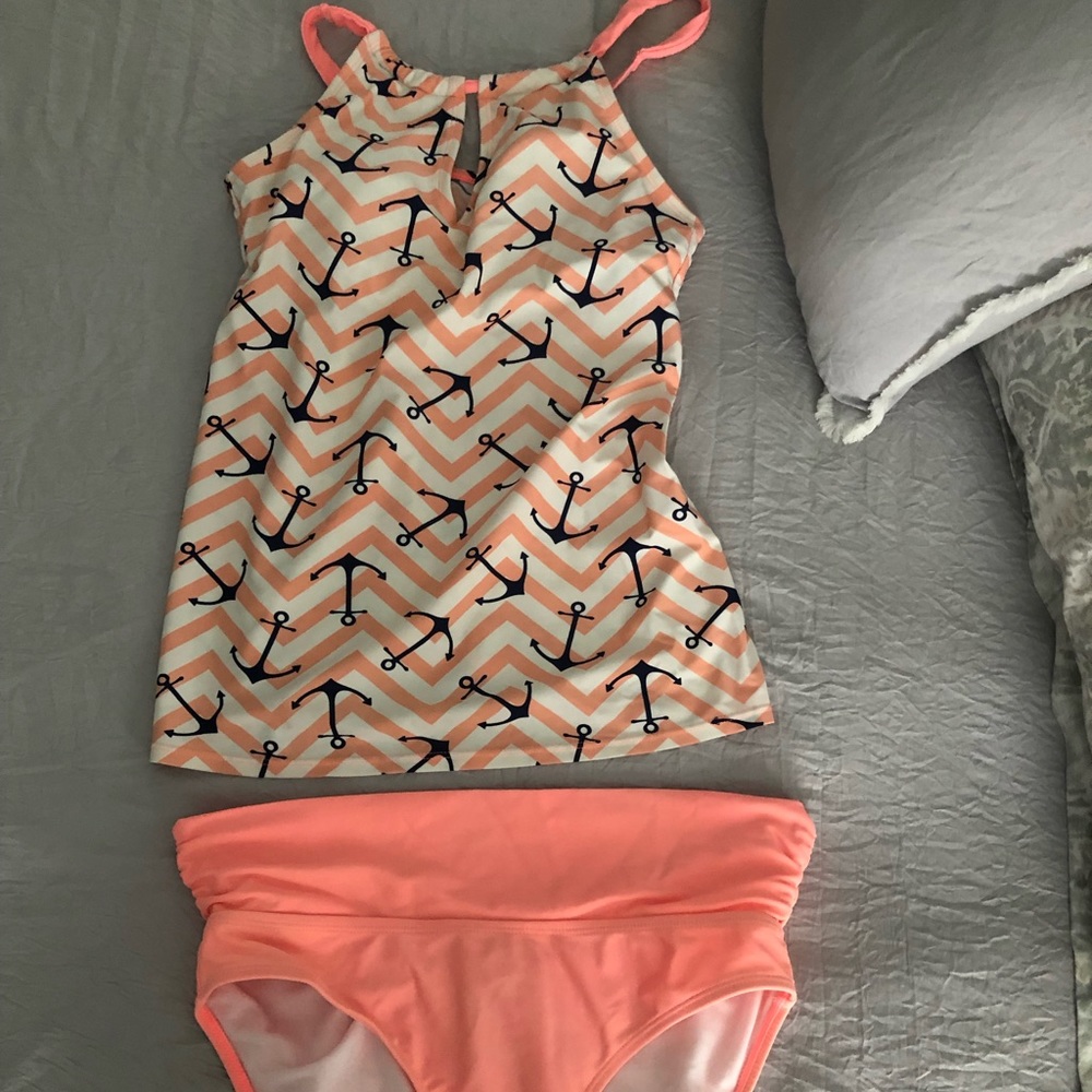 Tankini peach anchor swimsuit